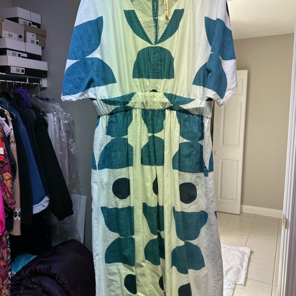 Uncle Frank Teal and White Midi Dress